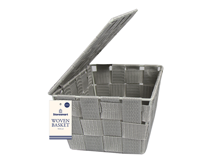 Woven Storage Basket with Lid 1.96L